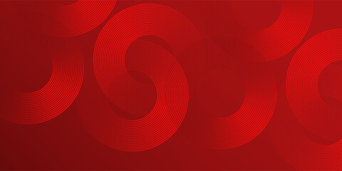 Modern red background with glowing curve lines. Modern shiny red gradient geometric circle lines pattern abstract simple vector