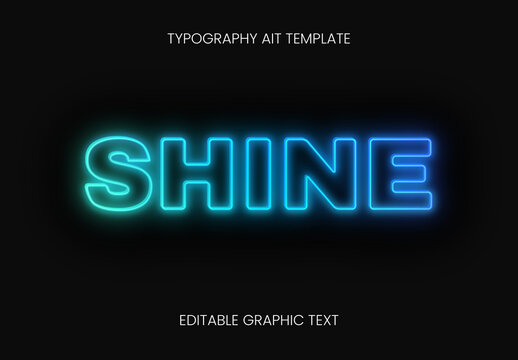 Cyan And Blue Glowing Neon Gradient Outline Text Effect Shiny Light Font