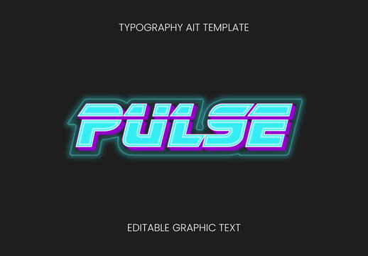 Cyan And Magenta 3D Neon Gradient Outline Text Effect Futuristic Glow Outline Font
