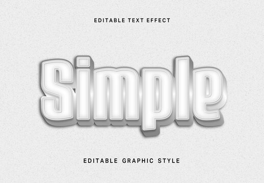 White 3D Shadow Text Effect Bold Outline Metallic Font