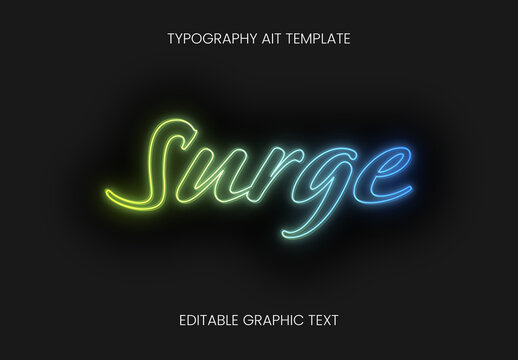 Green And Blue Glowing Neon Gradient Outline Text Effect Script Gradient Light Bordered Font