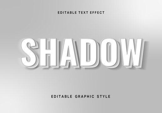 White 3D Shadow Text Effect Blocky Outline Font