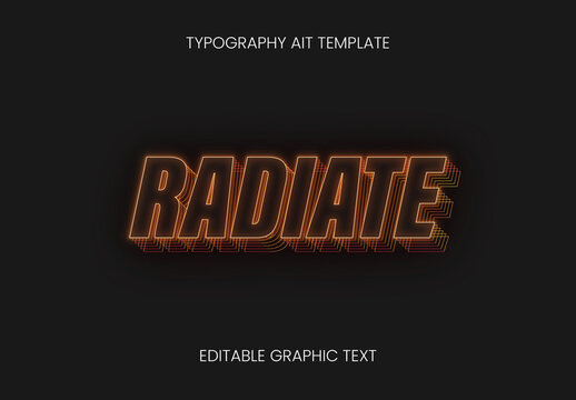 Orange And Black 3D Neon Gradient Outline Text Effect Layered Outline Bold Font