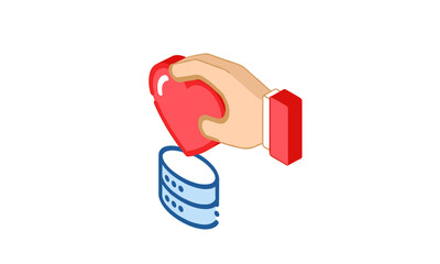 Protecting data with love a secure database concept, ensuring data privacy and security, hand holding a heart over database for secure connection
