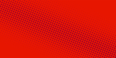 Abstract red and crimson pop art background with halftone dots in comic style design