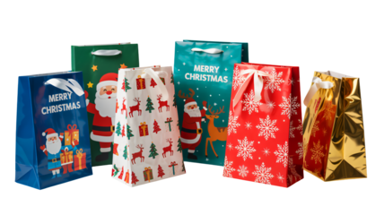 Festive Christmas gift bags for holiday shopping and joyous celebrations