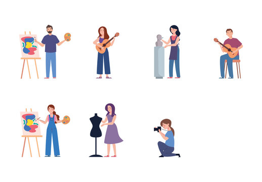 Colorful Artist People Illustrations Set