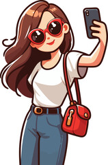 Fototapeta premium Women White shirt and device