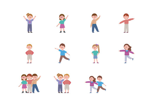 Colorful Down Syndrome Kids Illustrations Set