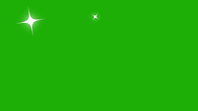 Twinkling effects for 2d cartoon effect on green screen background. Rotation twinkle star animation of seamless loop effect on transparent alpha channel 4k video. Blinking stars night sky,