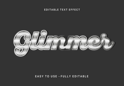 Silver And Gray Metallic Glitter Text Effect Script Chrome Shiny Font