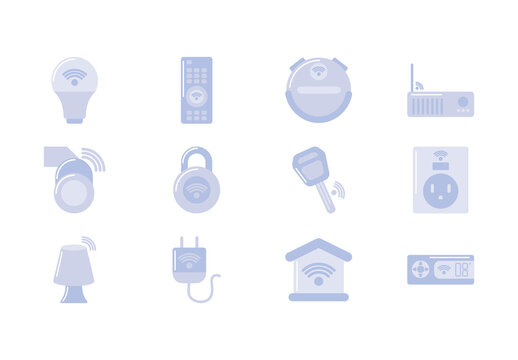 Purple Smart Home Technology Illustrations Set