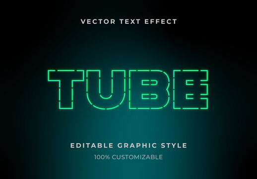 Green Neon Glow Text Effect Tube Light Line Font