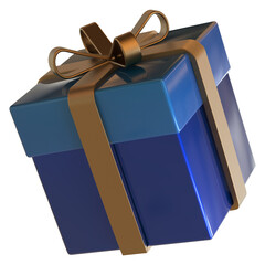 Blue Gift Box with Golden Ribbon