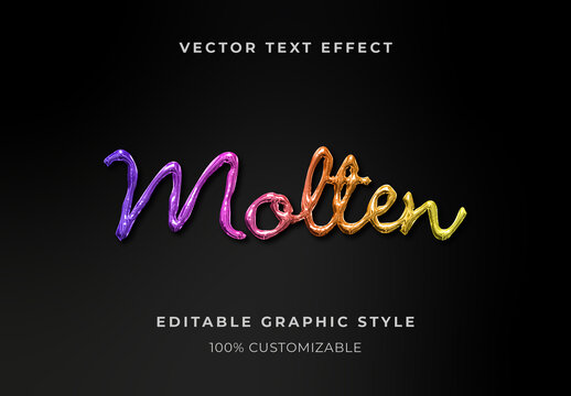 Multicolor Liquid Trls Text Effect Script Gradient Glossy Molten Font