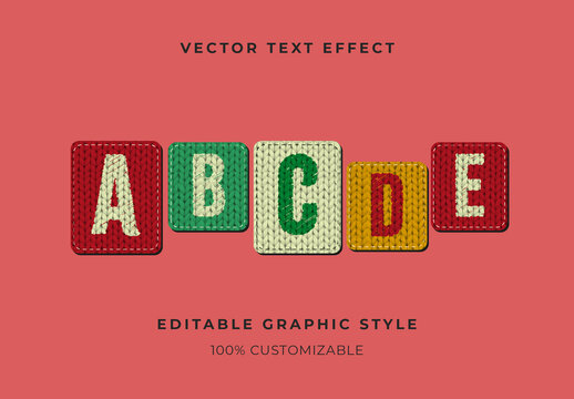 Multicolor Knitted Text Effect Embroidery Patch Font