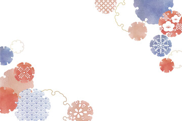 雪輪 Japanese Modern Watercolor Round Frame Set