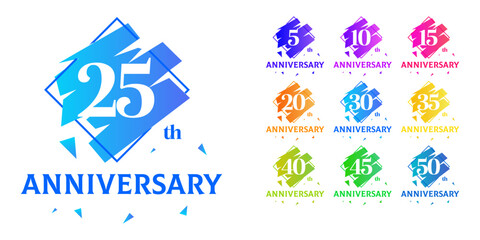 Anniversary Logos Set  Modern Gradient Design 5, 10, 25, 50