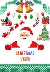 Santa Claus and Christmas Decorations with Festive Bells and Lights Creating a Joyful Holiday Atmosphere