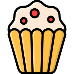cupcake icon illustration design with filled outline