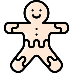 gingerbread icon illustration design with filled outline