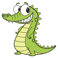 Cartoon alligator smiling with hands on its belly standing up