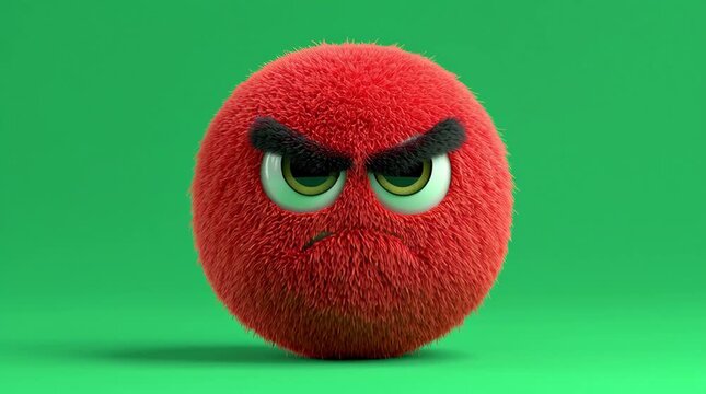 Angry Red Emoji on Green Screen &ndash; Furious Expression Animation