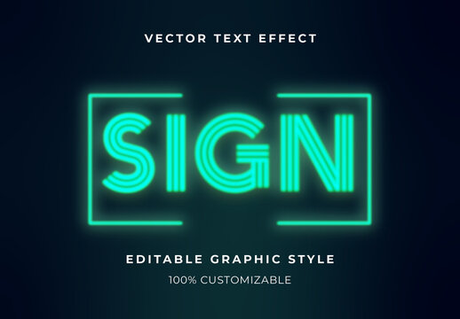 Green Neon Lights Brick Wall Text Effect Futuristic Sign Glowing Font