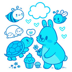 Cute pastel kawaii character sticker