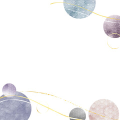 青海波 japanese wave circle pattern /Seigaiha Minimal Water color frame