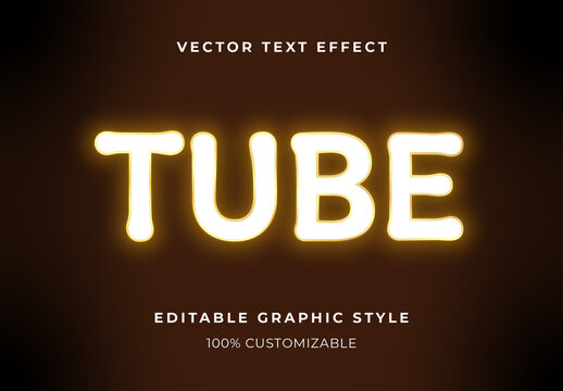 White And Yellow Neon Lights Brick Wall Text Effect Tube Glow Font