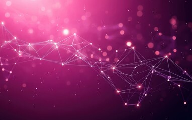 glowing pink and purple network of interconnected nodes and triangular wireframe with floating bokeh particles evoking dreamy futuristic energy