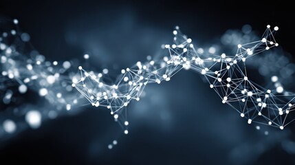 Abstract Digital Network Connection Visualization with Blue Tones and Blurred Background
