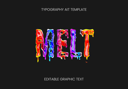 Colorful Liquid Melting Partial Text Effect Glossy Drip Font
