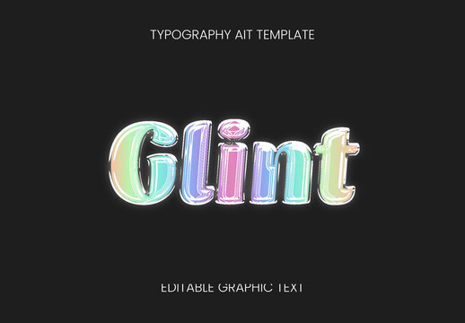 Iridescent Holographic Sheen Text Effect Pastel Glossy Prism Font