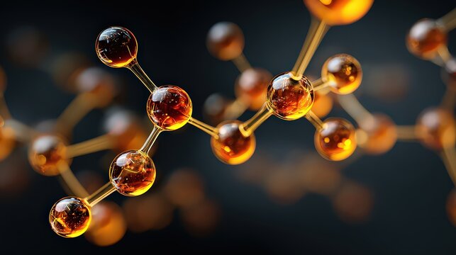 Abstract Molecular Structure Rendered in Orange and Yellow Against a Dark Background