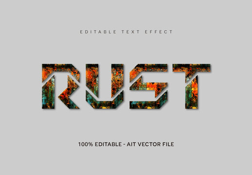 Orange And Green Weathered Rust Galvanized Metal Text Effect Industrial Corroded Font