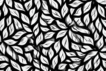 Obraz premium Abstract White Leafy Patterns On Black Background With Texture and Shadow