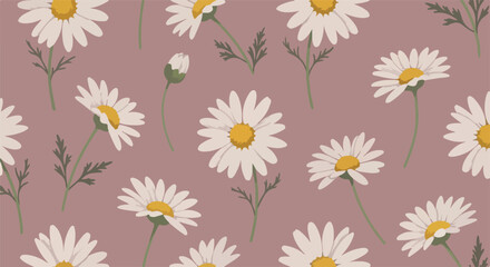 Obraz premium Minimalist Daisy Pattern Textile Vector Art Simple Flower Graphic