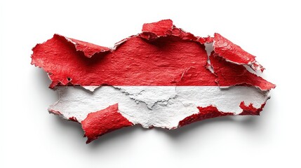Abstract Paper Tear Revealing Austrian Flag Colors with Textured Surface and White Background