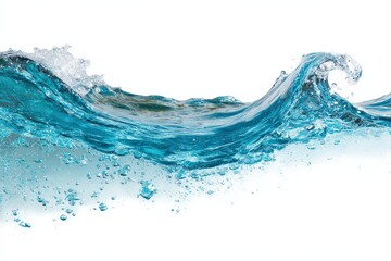 Abstract Rendering Of A Water Wave Against A White Background With Turquoise And Clear Color