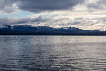 clouds over the lake San Carlos de Bariloche, Civic Center, Patagonia Argentina glacial lake Nahuel Huapi