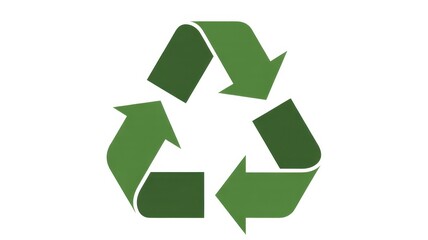 Obraz premium Three interwoven arrows form the universally recognized symbol for material reprocessing against a plain white background