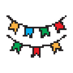 Obraz premium Pixel Christmas garland icon vector illustration