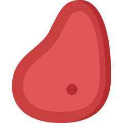 Simple Red Meat Steak Icon with Transparent Background Minimalist Flat Design