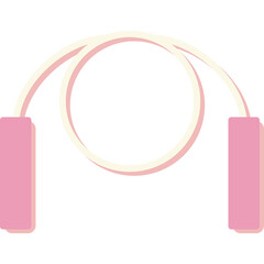 Simple Pink Jump Rope with Cream Colored Handle and White Background Minimalist Design for Fitness and Exercise Equipment Illustration
