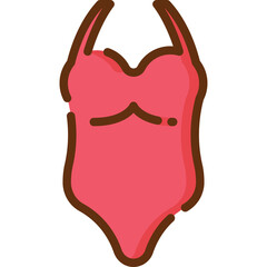 Simple Pink One Piece Swimsuit With Brown Outline On Transparent Background A Fashionable Beachwear Item