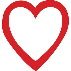 Simple Red Outline Heart Shape Symbol Isolated on Transparent Background Vector Graphic Element for Romance and Love Concepts