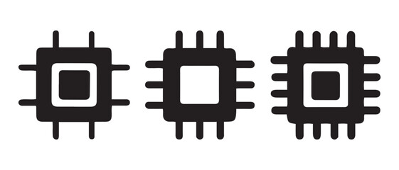 Microchip processor icons digital technology and computing data.