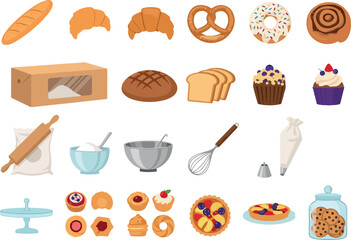 Collection of baking and bakery icons for design projects